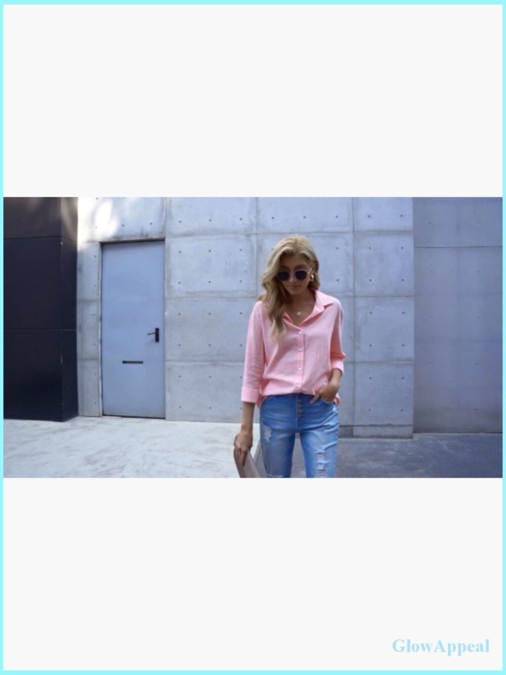 V Neck Button Down Blouse Roll Up Sleeve Office Work Top - Picture 7 of 7
